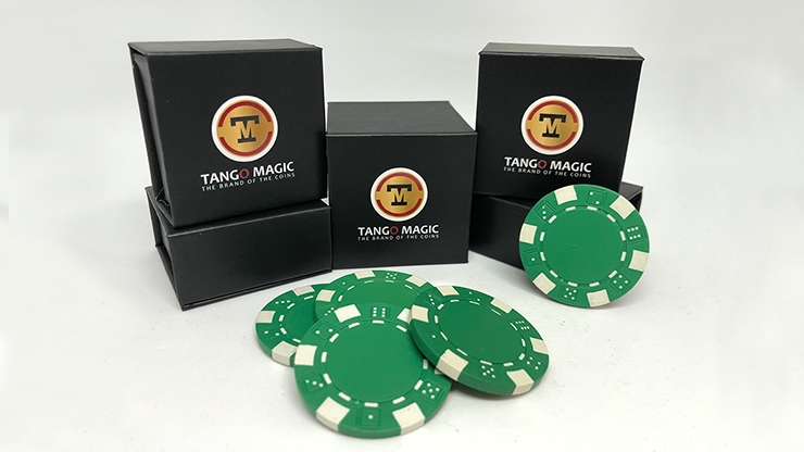 Expanded Shell Poker Chip Green plus 4 Regular Chips (PK001G)