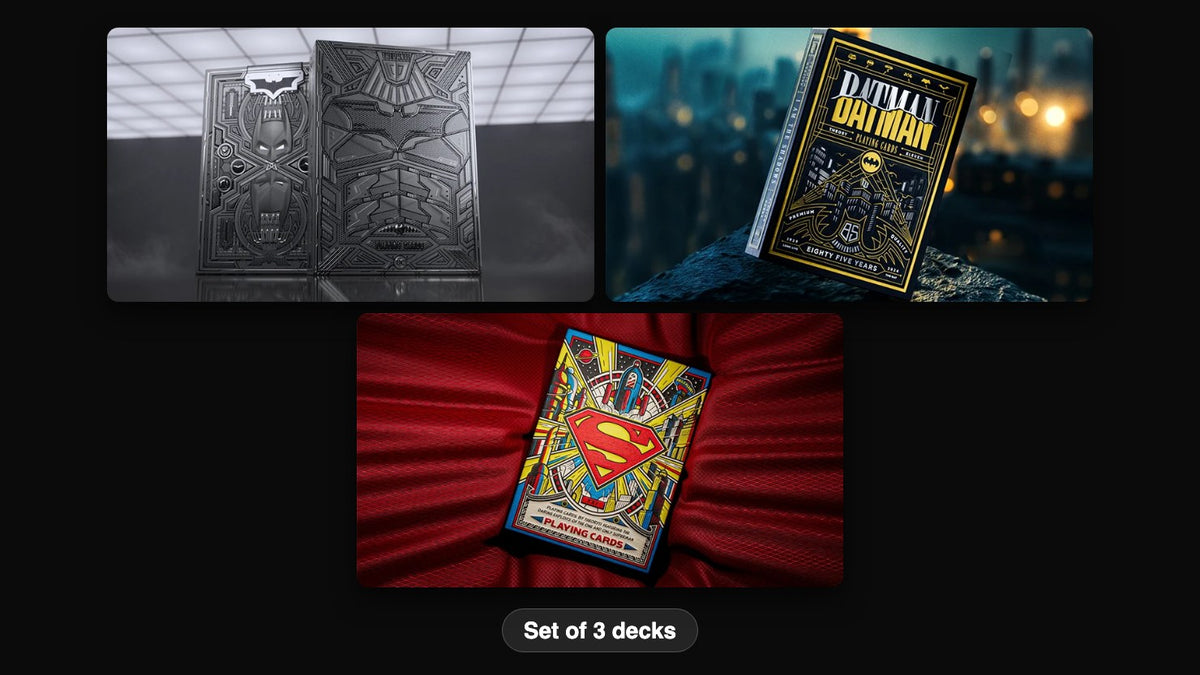 Batman and Superman Playing Cards: Set of Three: every deck in the set