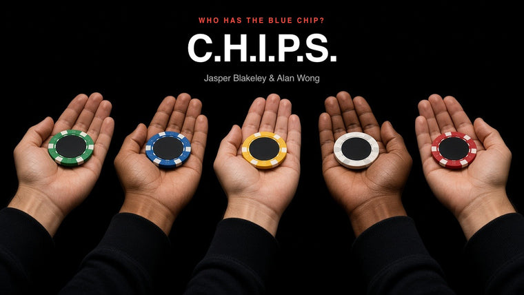 C.H.I.P.S. — five hands each holding a different coloured poker chip